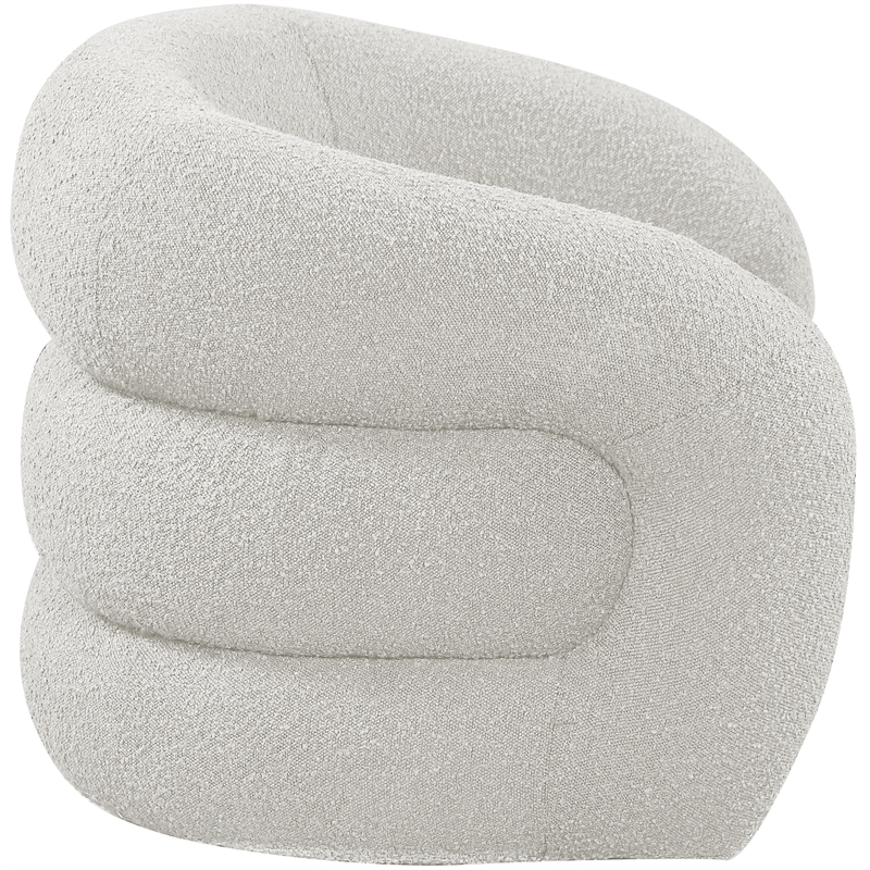 Meridian Furniture Roxbury Cream Boucle Fabric Swivel Accent Chair