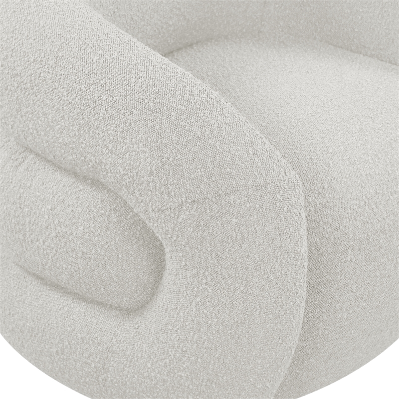 Meridian Furniture Roxbury Cream Boucle Fabric Swivel Accent Chair