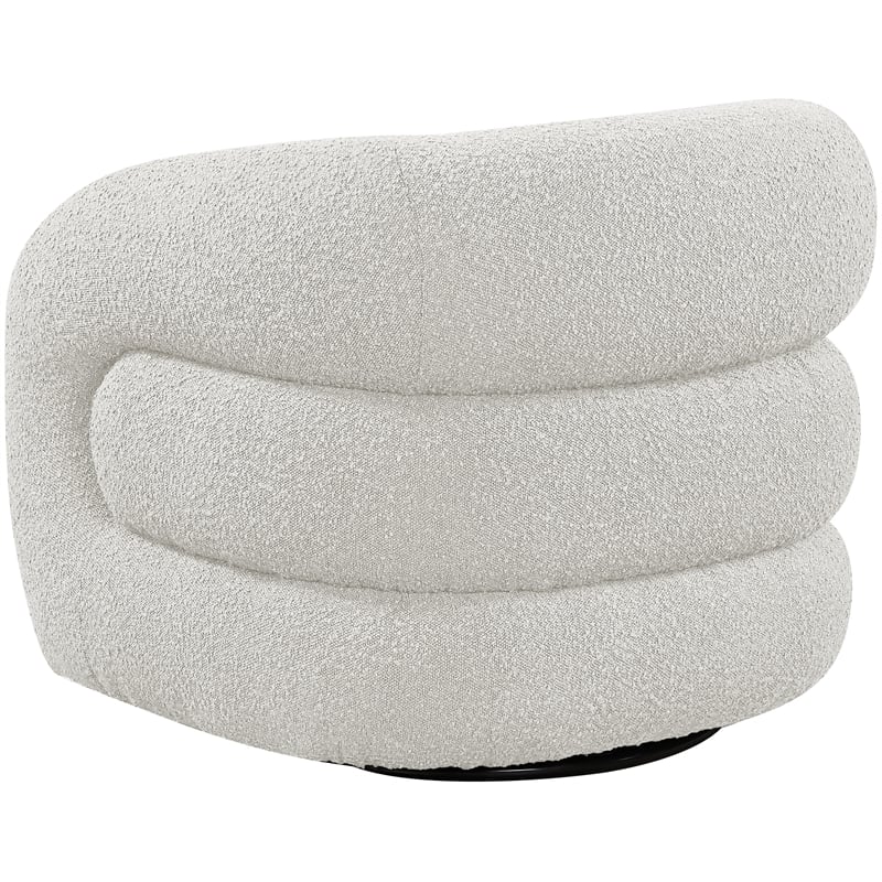 Meridian Furniture Roxbury Cream Boucle Fabric Swivel Accent Chair