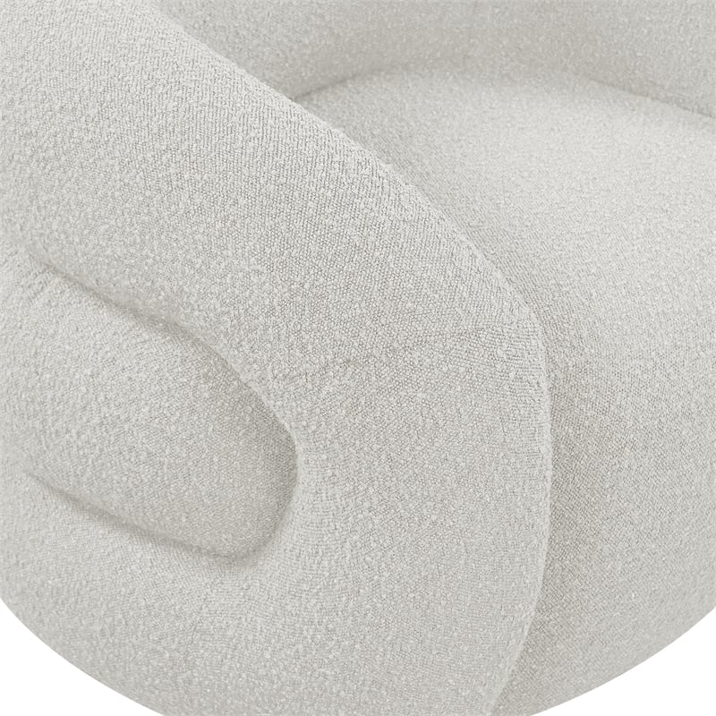 Meridian Furniture Roxbury Cream Boucle Fabric Swivel Accent Chair
