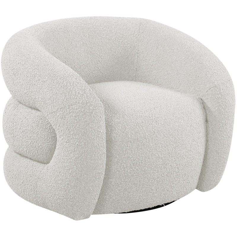 Meridian Furniture Roxbury Cream Boucle Fabric Swivel Accent Chair