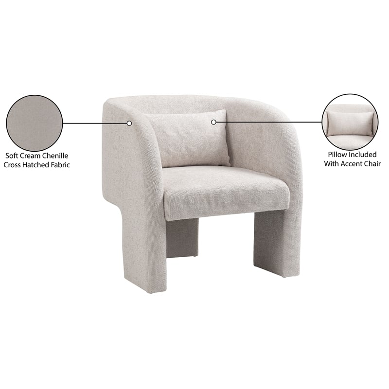 Meridian Furniture Sawyer Cream Chenille Fabric Accent Chair