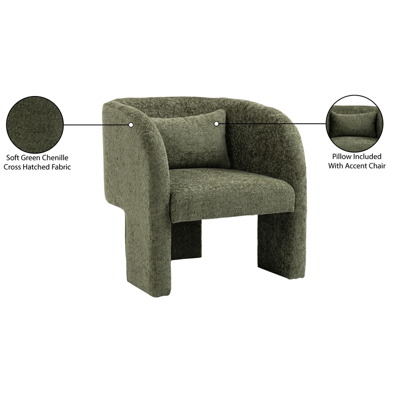 Meridian Furniture Sawyer Green Chenille Fabric Accent Chair