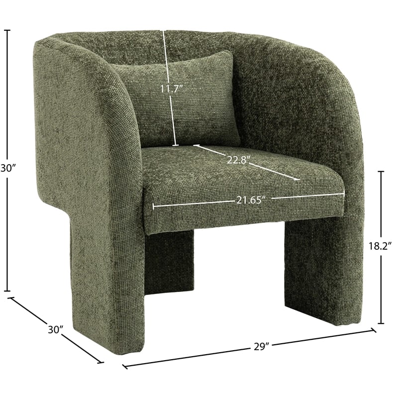 Meridian Furniture Sawyer Green Chenille Fabric Accent Chair