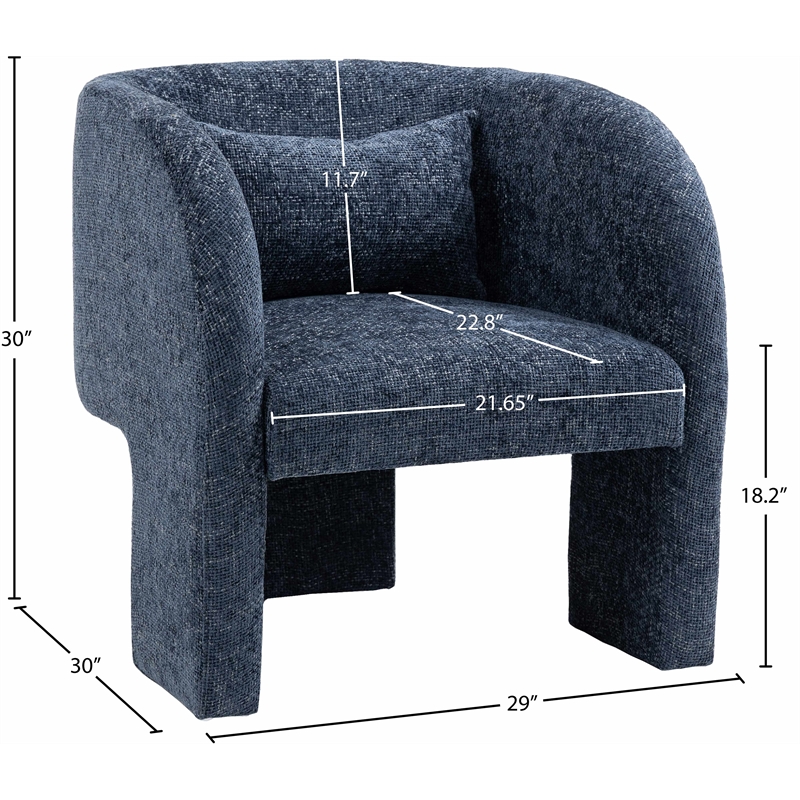Meridian Furniture Sawyer Navy Chenille Fabric Accent Chair