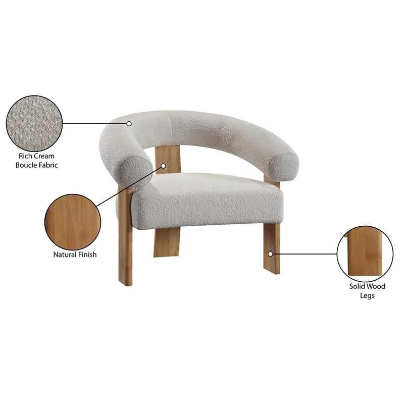 Meridian Furniture Winston Cream Boucle Fabric Accent Chair