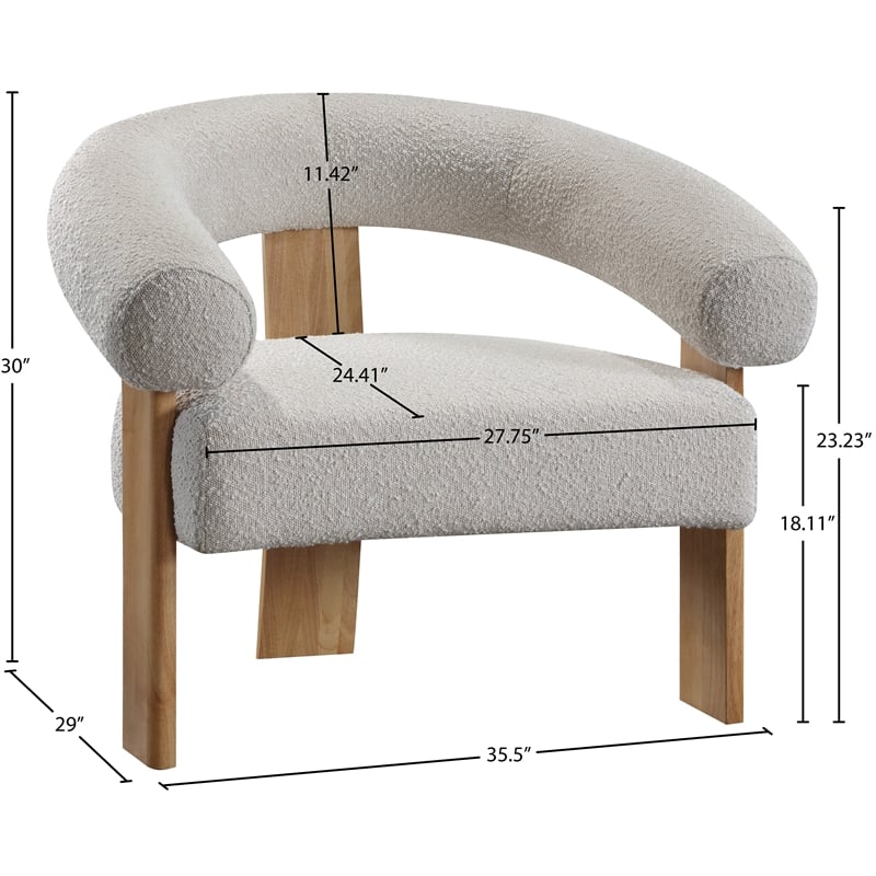 Meridian Furniture Winston Cream Boucle Fabric Accent Chair