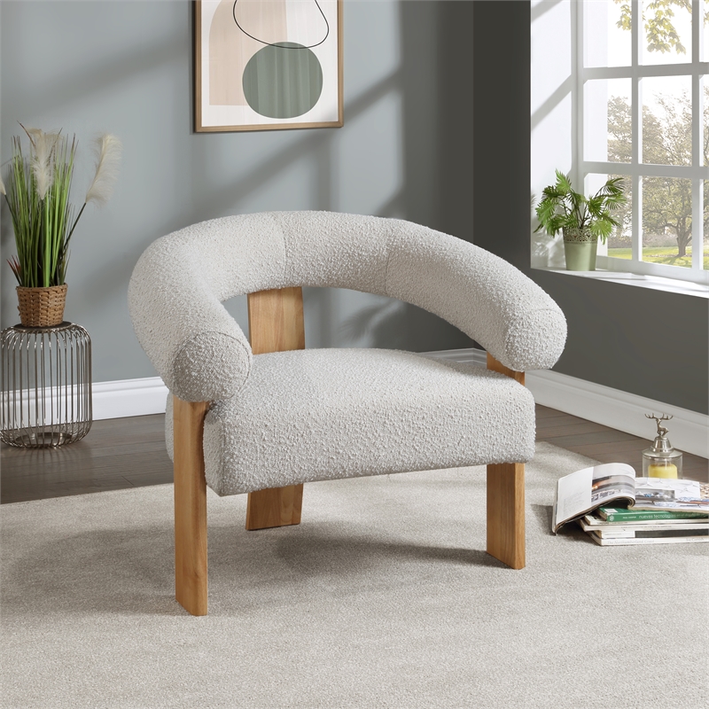 Meridian Furniture Winston Cream Boucle Fabric Accent Chair