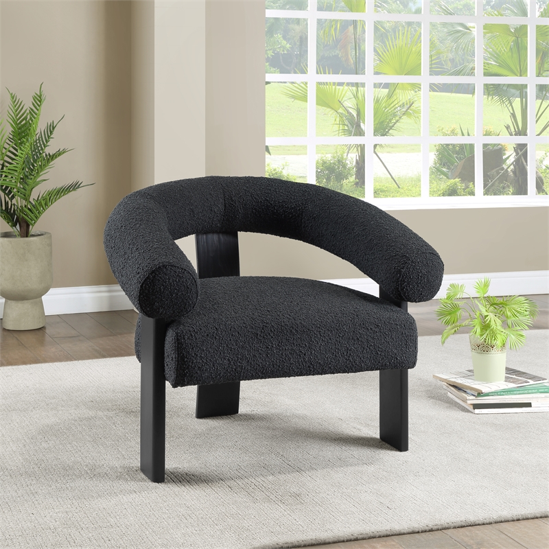 Meridian Furniture Winston Black Boucle Fabric Accent Chair