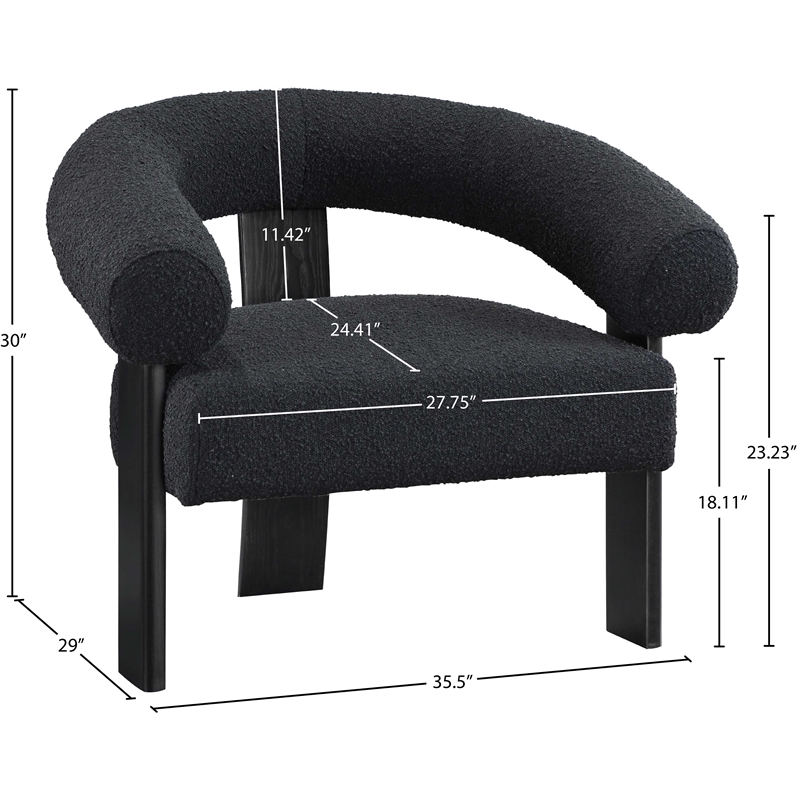 Meridian Furniture Winston Black Boucle Fabric Accent Chair