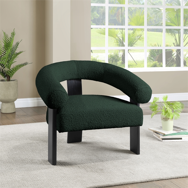 Meridian Furniture Winston Green Boucle Fabric Accent Chair