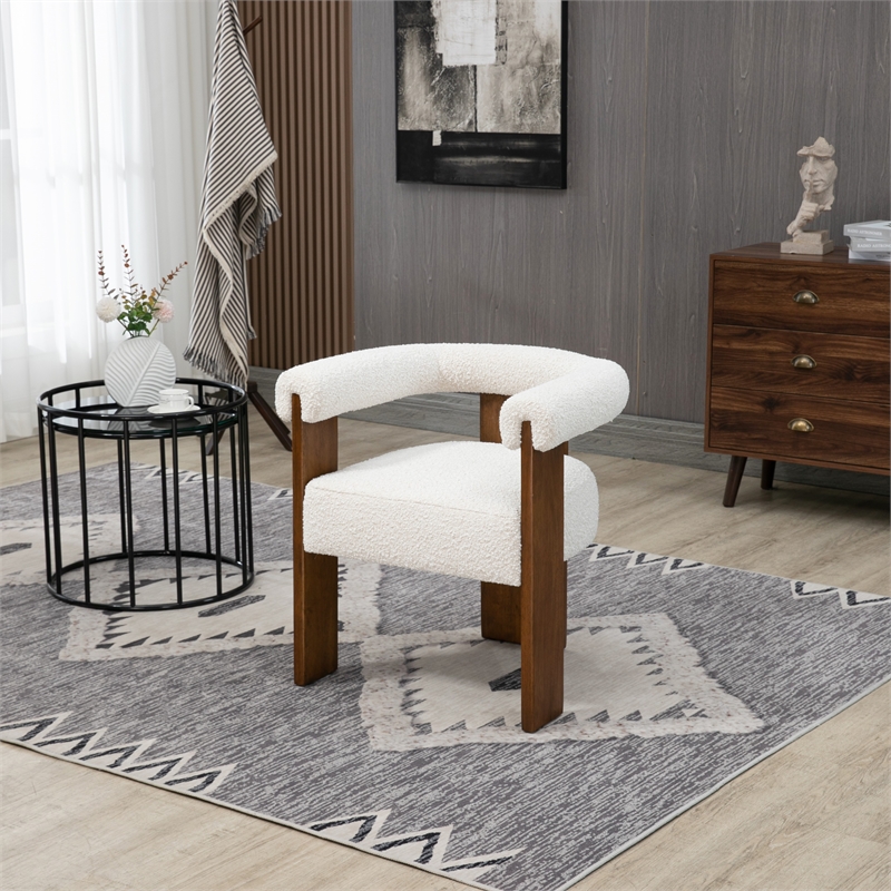 Meridian Furniture Barrel Cream Boucle Fabric Dining Chair