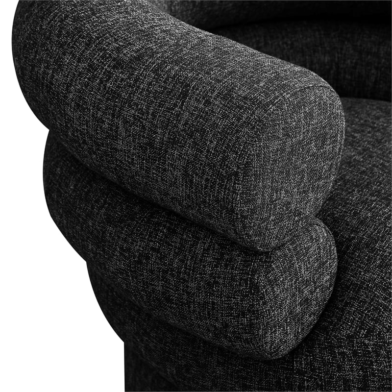 Meridian Furniture Valentina Black Linen Textured Fabric Accent Swivel Chair