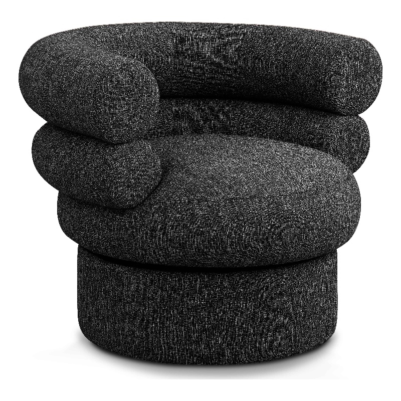 Meridian Furniture Valentina Black Linen Textured Fabric Accent Swivel Chair