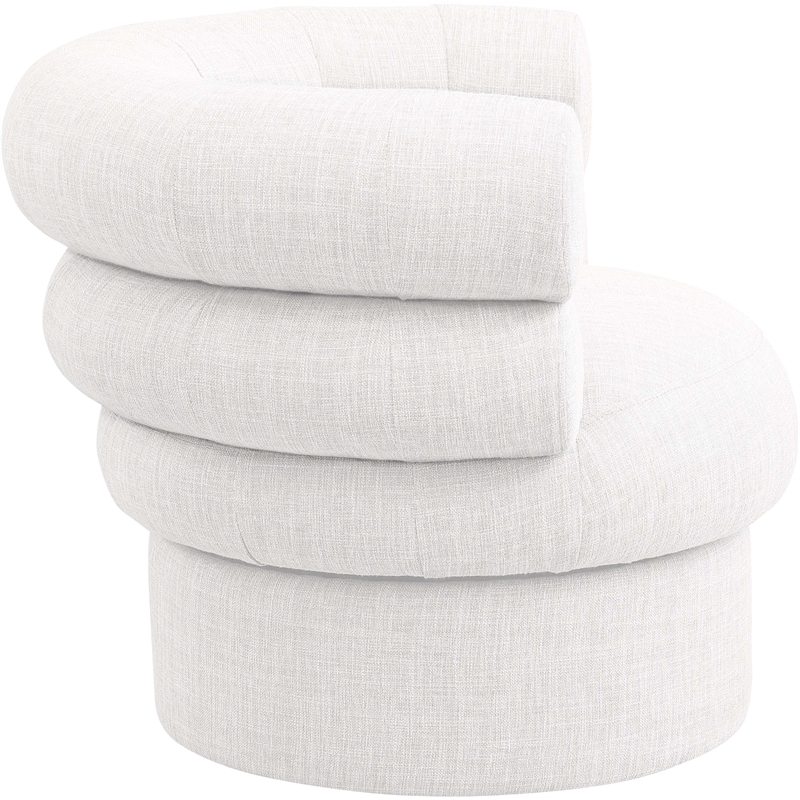 Meridian Furniture Valentina Cream Linen Textured Fabric Accent Swivel Chair