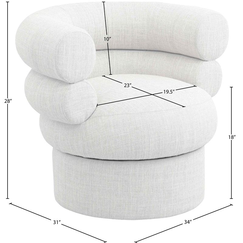 Meridian Furniture Valentina Cream Linen Textured Fabric Accent Swivel Chair