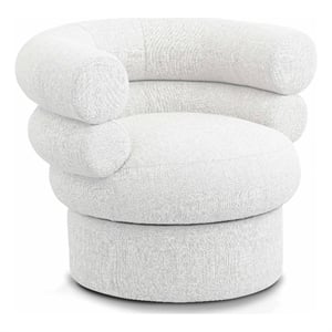 Meridian Furniture Valentina Cream Linen Textured Fabric Accent Swivel Chair