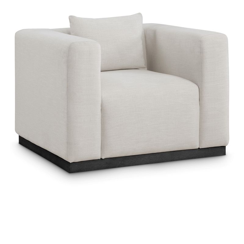 Meridian Furniture Alfie Beige Linen Textured Fabic Chair