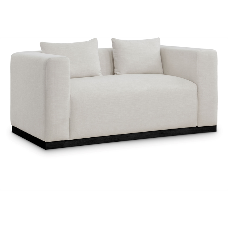 Meridian Furniture Alfie Beige Linen Textured Fabic Loveseat