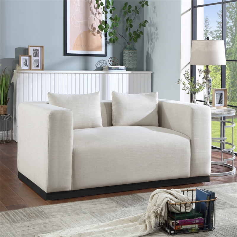 Meridian Furniture Alfie Beige Linen Textured Fabic Loveseat