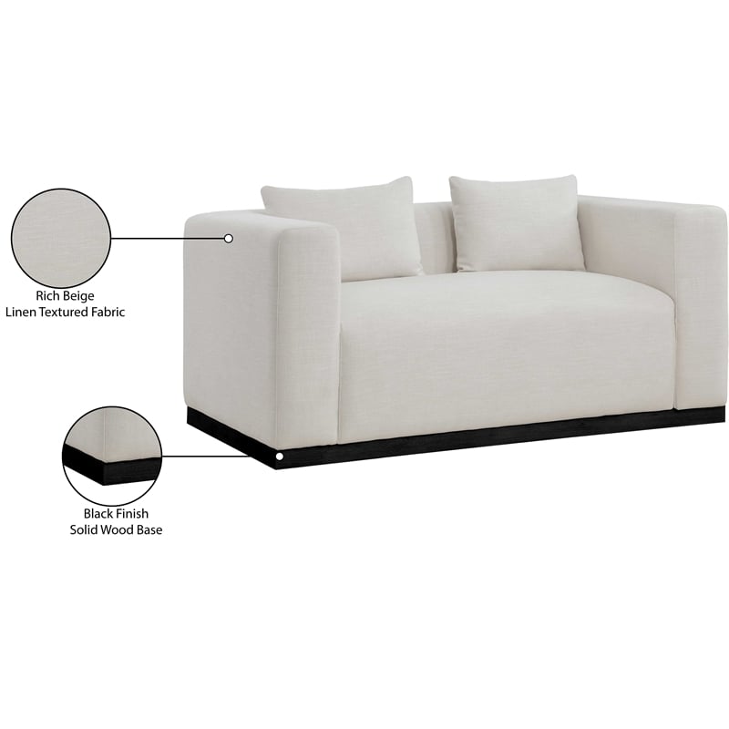 Meridian Furniture Alfie Beige Linen Textured Fabic Loveseat