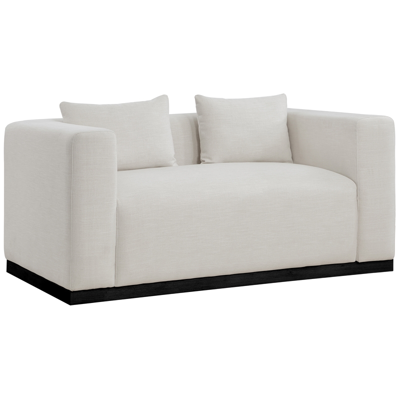 Meridian Furniture Alfie Beige Linen Textured Fabic Loveseat