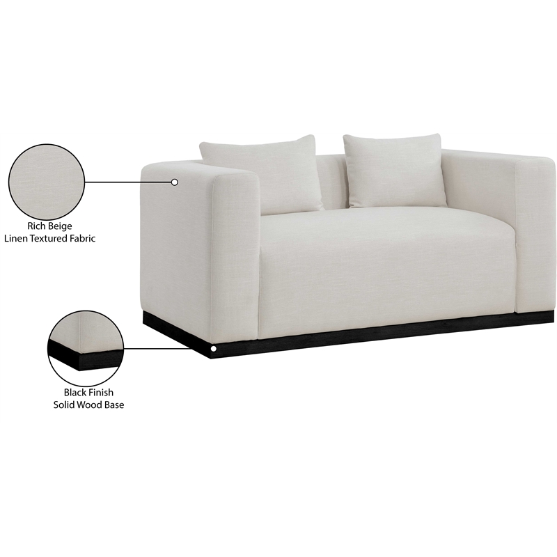 Meridian Furniture Alfie Beige Linen Textured Fabic Loveseat