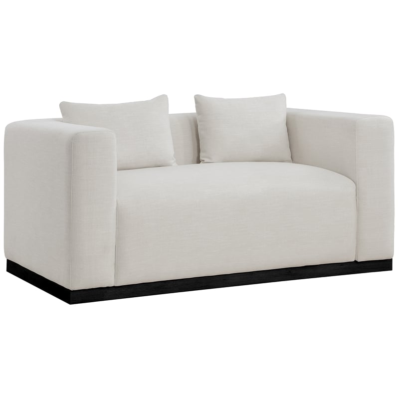 Meridian Furniture Alfie Beige Linen Textured Fabic Loveseat