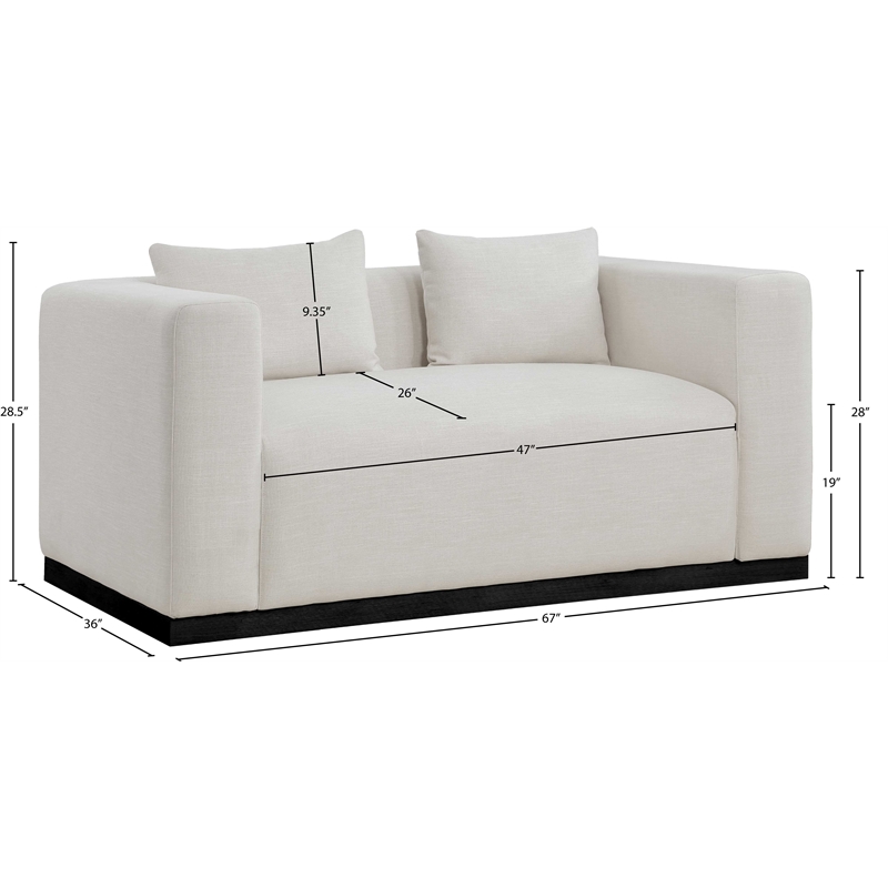 Meridian Furniture Alfie Beige Linen Textured Fabic Loveseat