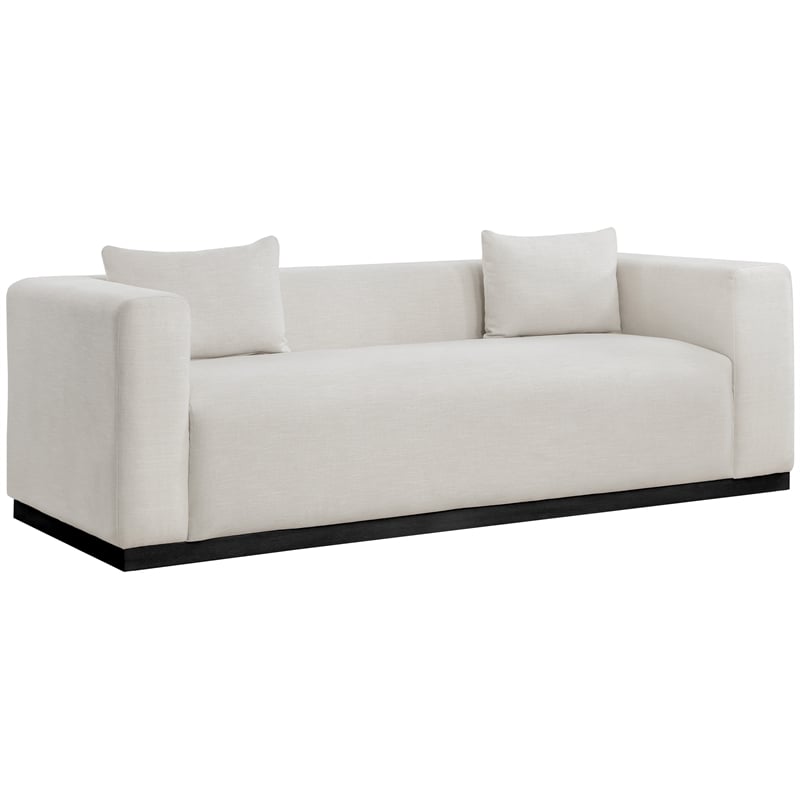 Meridian Furniture Alfie Beige Linen Textured Fabic Sofa