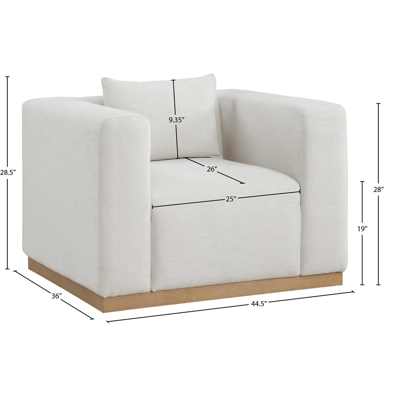 Meridian Furniture Alfie Cream Linen Textured Fabic Chair