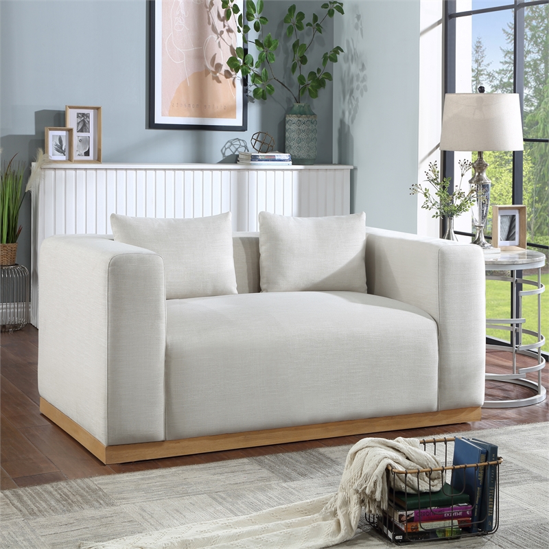 Meridian Furniture Alfie Cream Linen Textured Fabic Loveseat