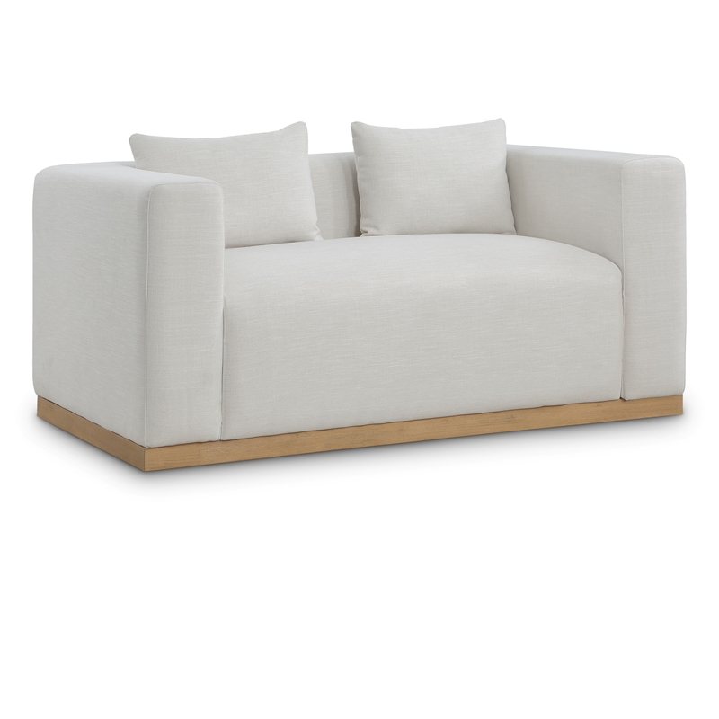 Meridian Furniture Alfie Cream Linen Textured Fabic Loveseat