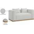 Meridian Furniture Alfie Cream Linen Textured Fabic Loveseat