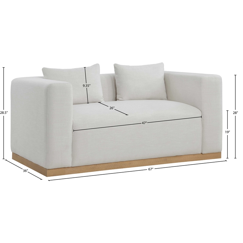 Meridian Furniture Alfie Cream Linen Textured Fabic Loveseat