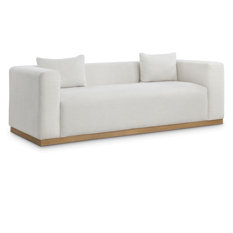 Meridian Furniture Alfie Cream Linen Textured Fabic Sofa