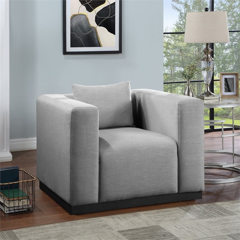Meridian Furniture Alfie Grey Linen Textured Fabic Chair