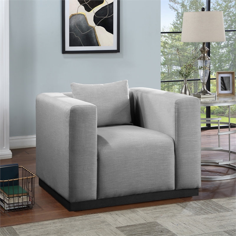 Meridian Furniture Alfie Grey Linen Textured Fabic Chair