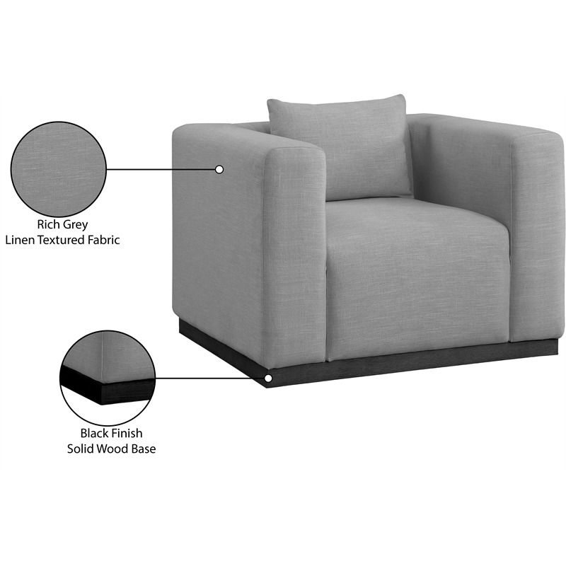 Meridian Furniture Alfie Grey Linen Textured Fabic Chair