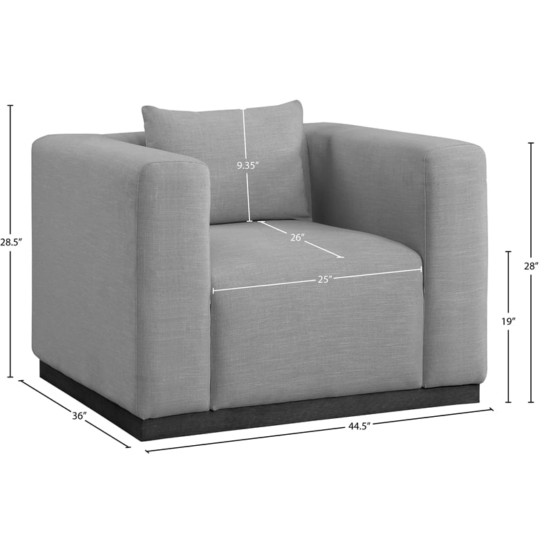 Meridian Furniture Alfie Grey Linen Textured Fabic Chair