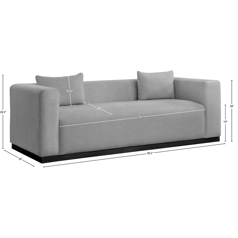 Meridian Furniture Alfie Grey Linen Textured Fabic Sofa