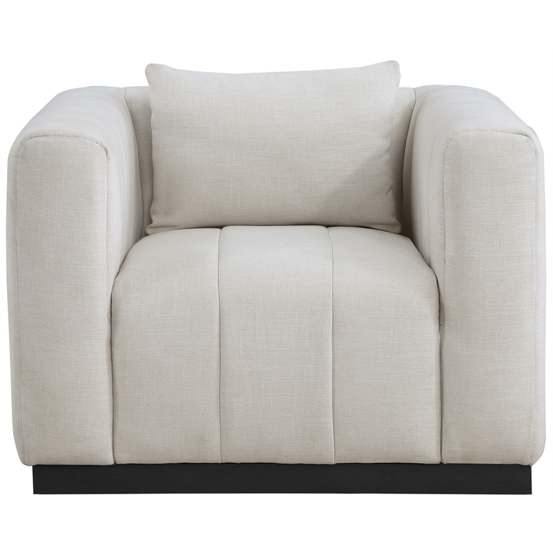 Meridian Furniture Lucia Beige Linen Textured Fabric Chair