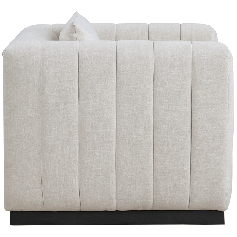 Meridian Furniture Lucia Beige Linen Textured Fabric Chair