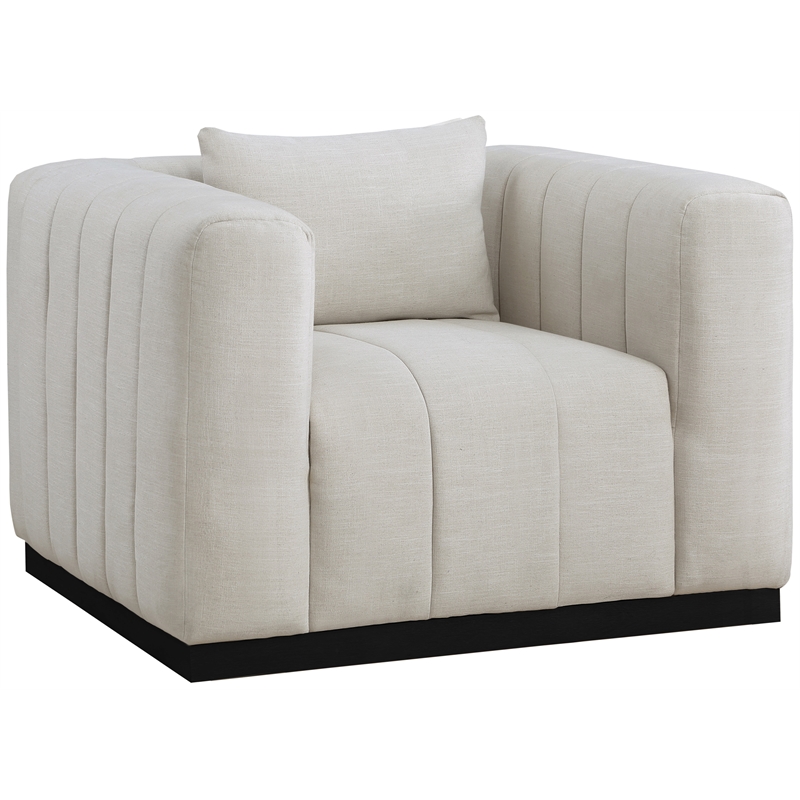 Meridian Furniture Lucia Beige Linen Textured Fabric Chair