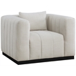 Meridian Furniture Lucia Beige Linen Textured Fabric Chair