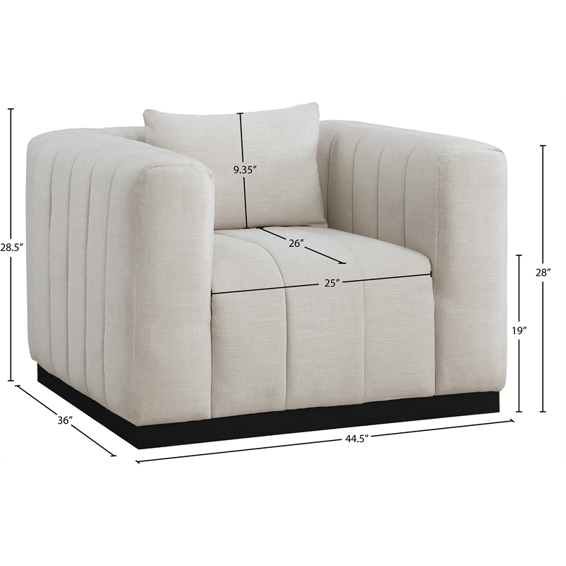 Meridian Furniture Lucia Beige Linen Textured Fabric Chair