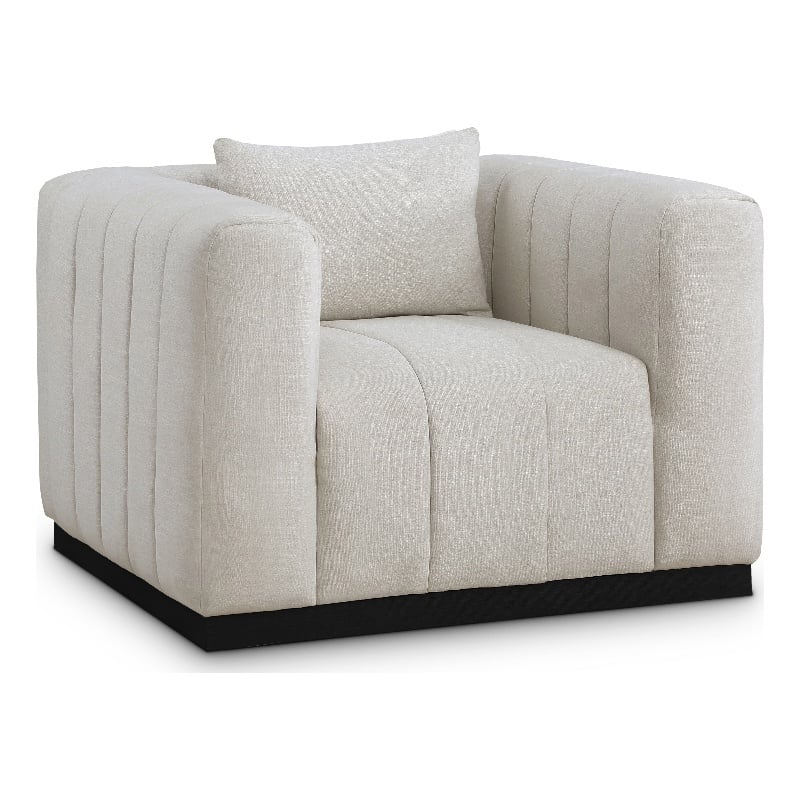 Meridian Furniture Lucia Beige Linen Textured Fabric Chair