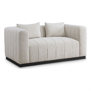 Meridian Furniture Lucia Beige Linen Textured Fabric Loveseat