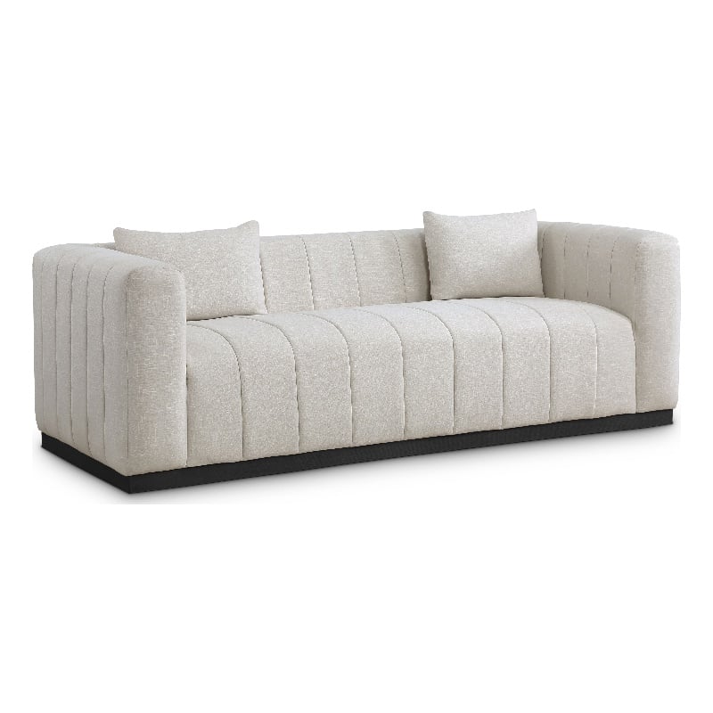 Meridian Furniture Lucia Beige Linen Textured Fabric Sofa