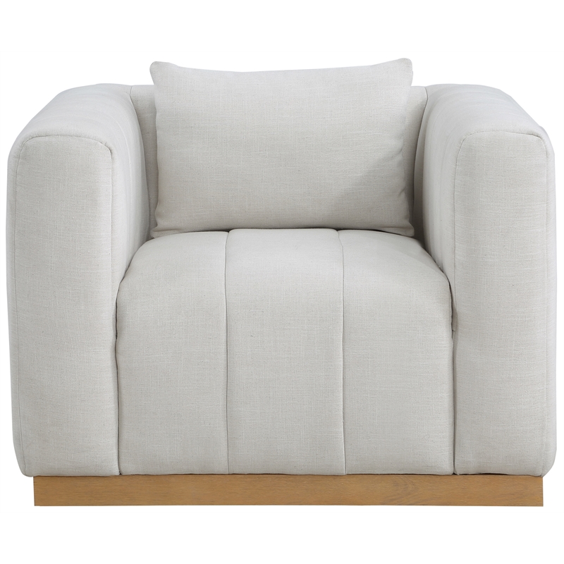 Meridian Furniture Lucia Cream Linen Textured Fabric Chair